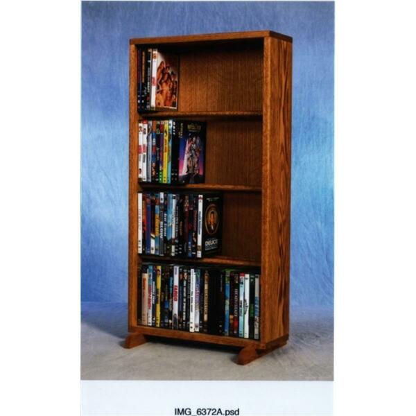 Wood Shed Solid Oak 4 Row Dowel DVD Cabinet Tower 415-18